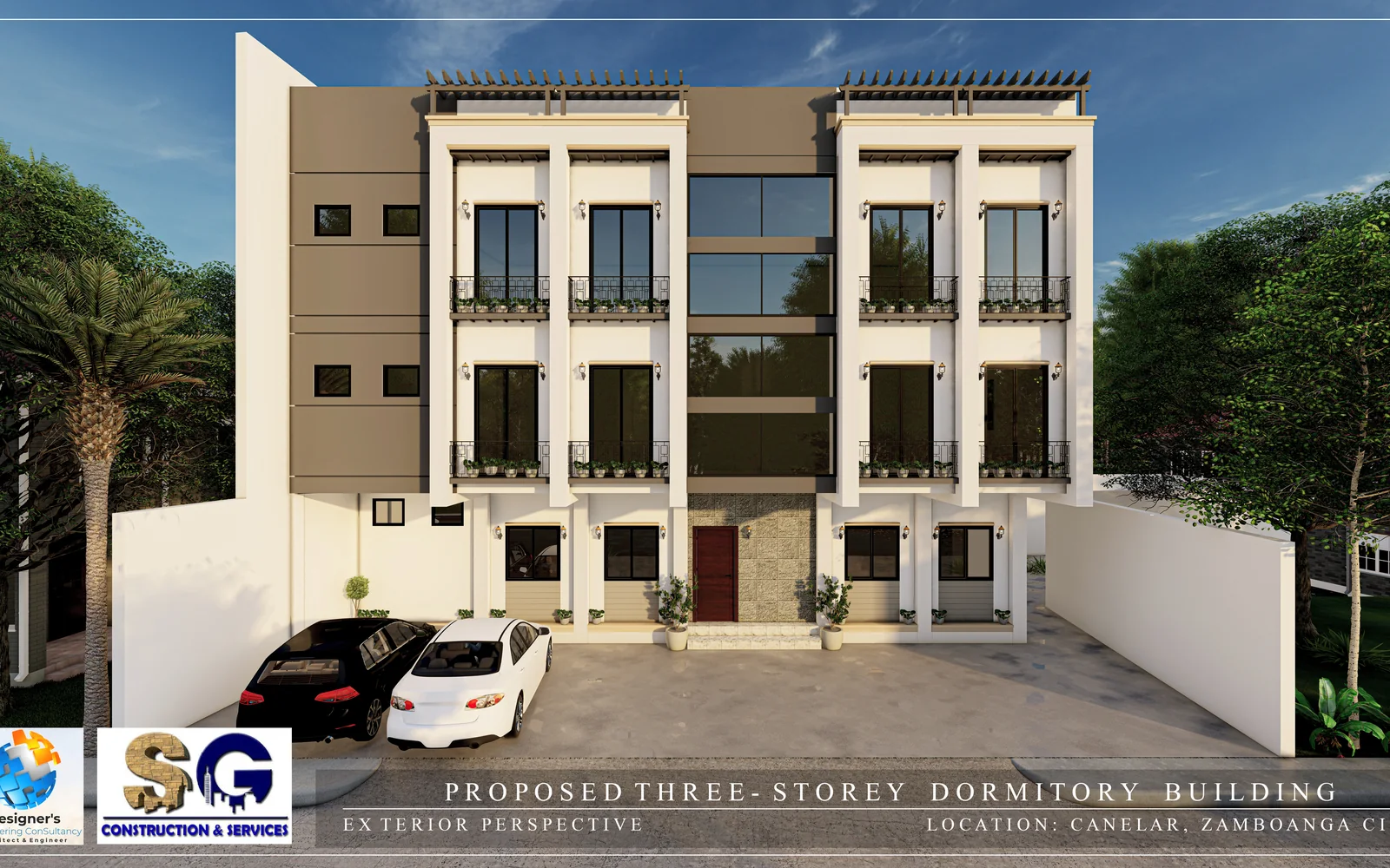 Proposed three-storey dormitory commercial building exterior