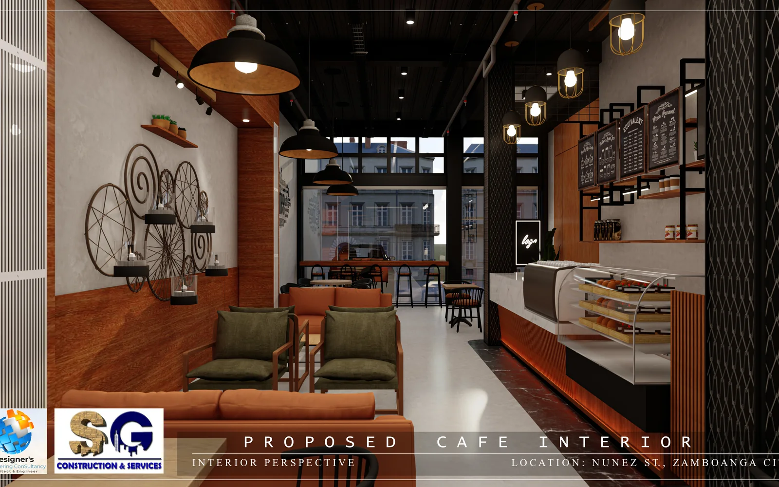 Warm modern commercial cafe interior fit-out
