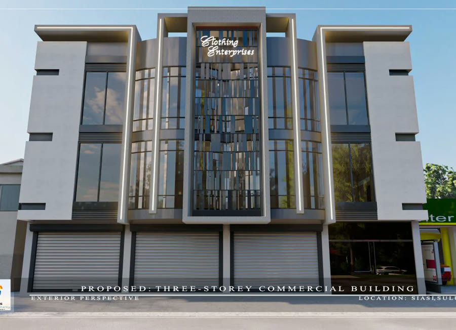 Commercial building concept for estimates and technical drawings